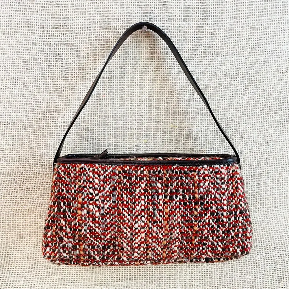 Banana Republic Fall Tweed Handbag, Purse, Shoulderbag,‎ Leather Strap, Zipper